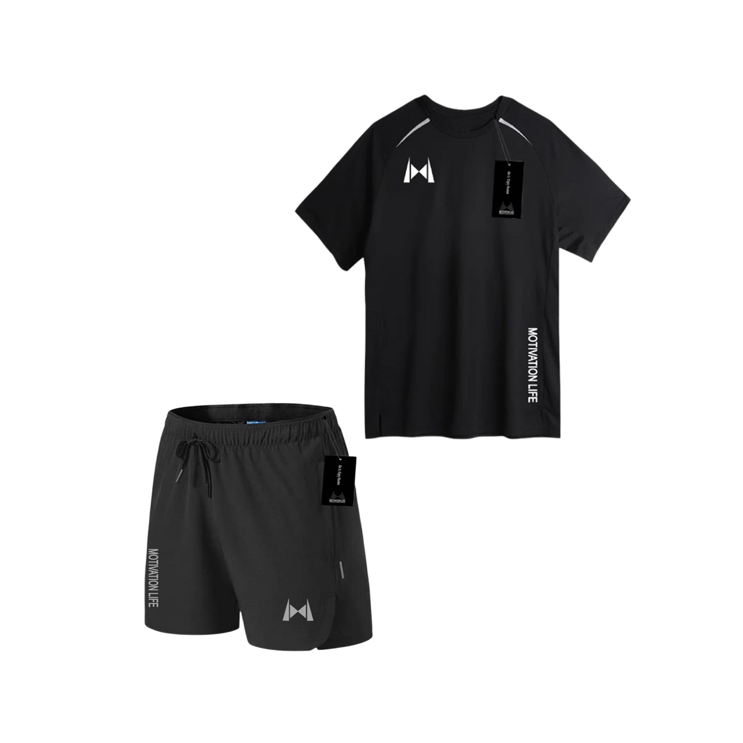 Conjunto Deportivo Golden Premium de pantalón y camiseta color negro.