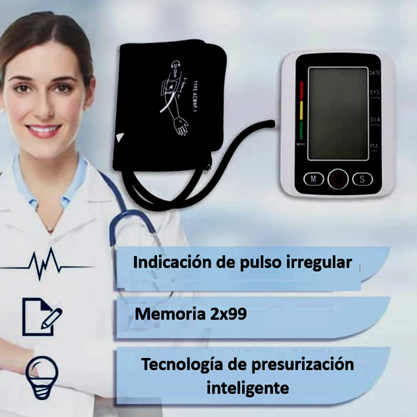 Tensiómetro digital de brazo con voz inteligente 2.0