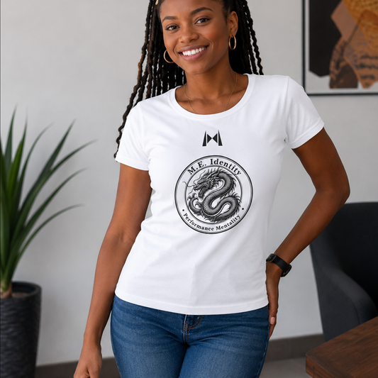 Camiseta M.E. Identity Mujer – Algodón Blanco | Performance Mentality